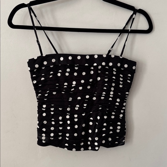 Reformation Orion black strapless polka dots ruched cami tank top - Picture 2 of 6